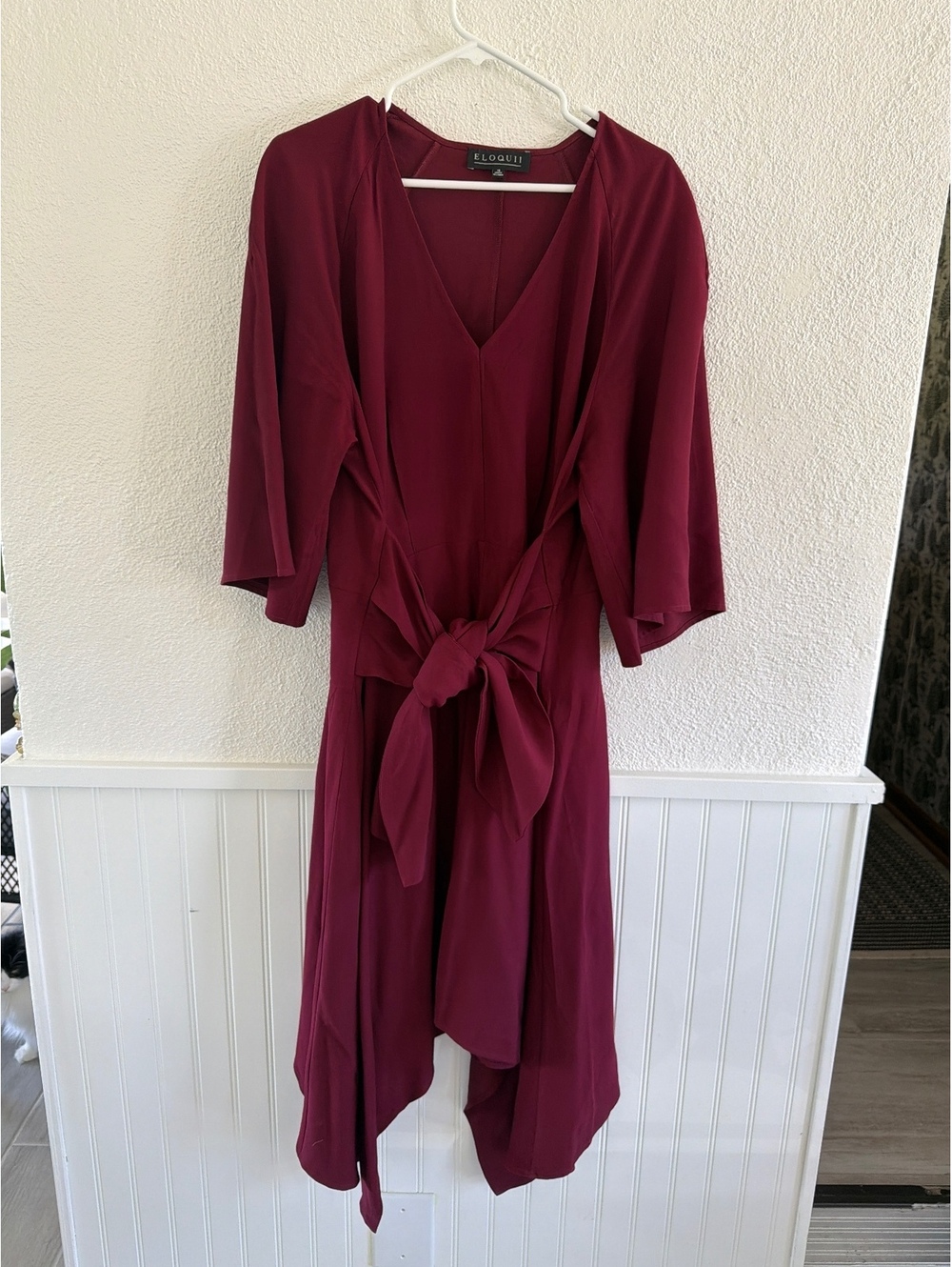 Eloquii Linen Tie Asymmetrical Dress